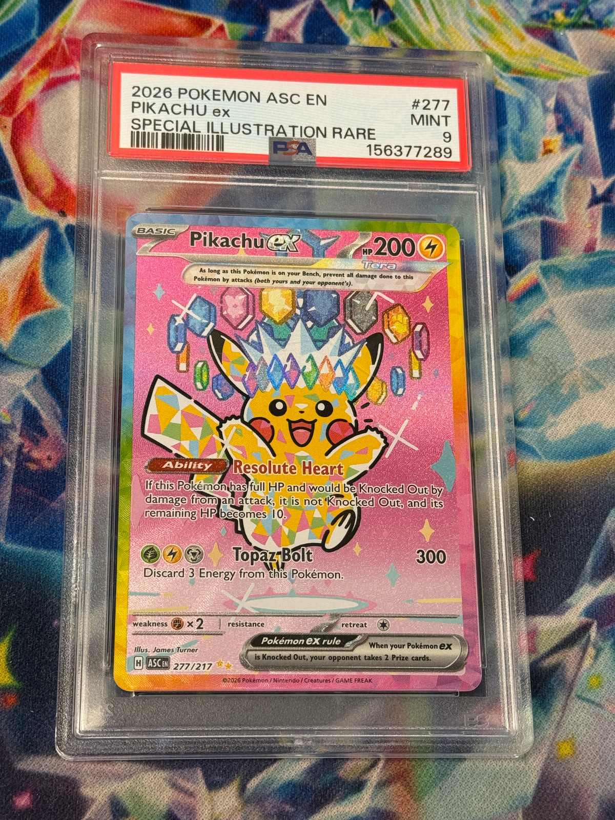 ASCENDED HEROES PIKACHU EX 277/217 PSA 9 PK1723