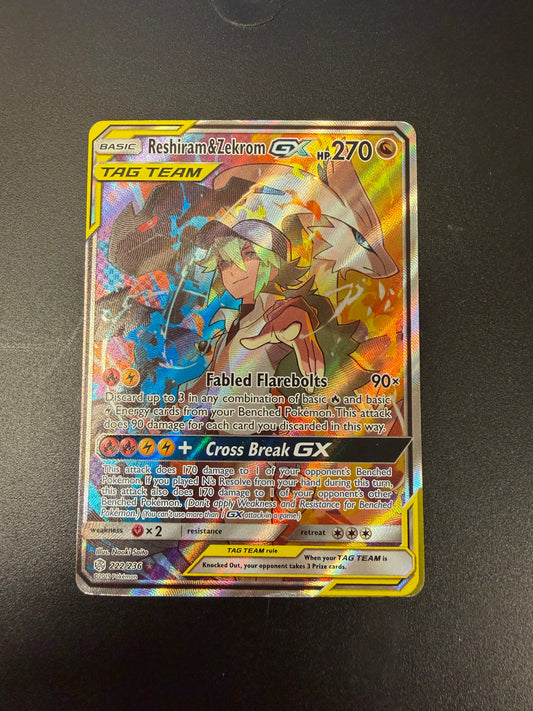 COSMIC ECLIPSE TAG TEAM RESHIRAM & ZEKROM GX 222/236 *PK1536*