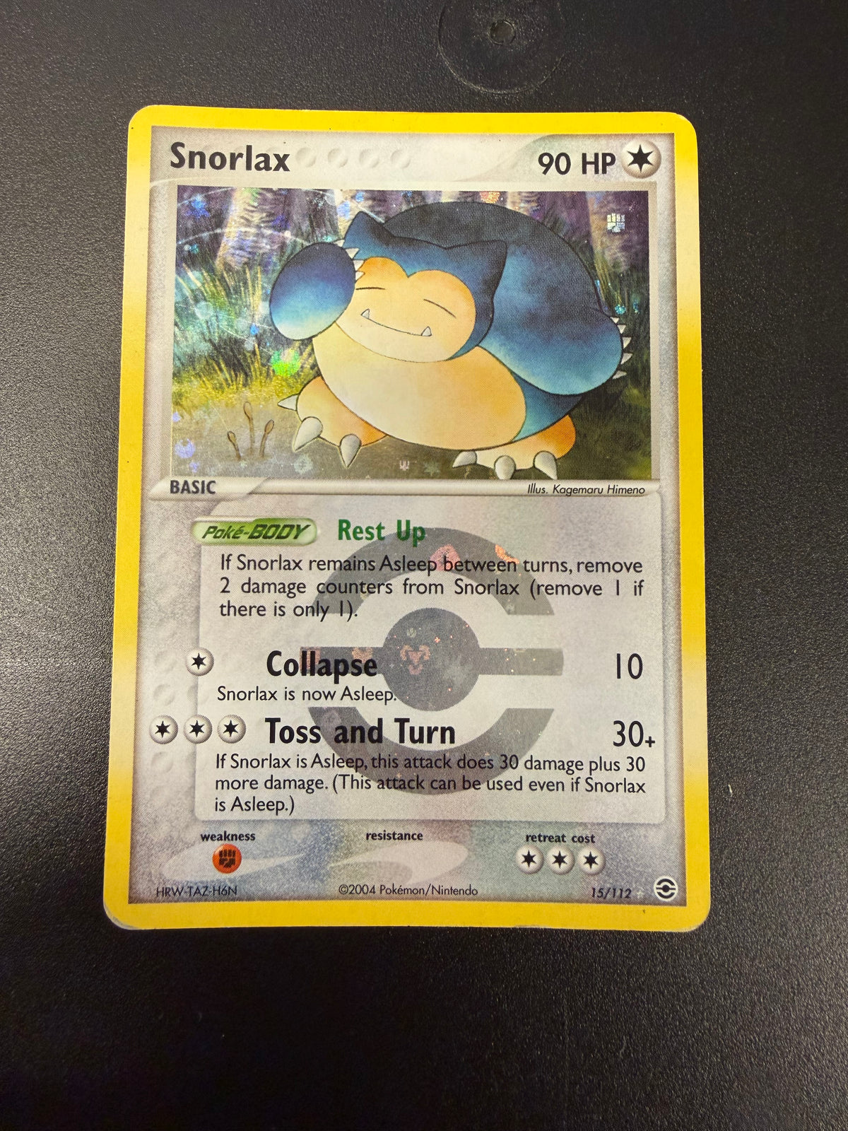 FIRE RED LEAF GREEN REVERSE HOLO SNORLAX 15/112 *PK1540*