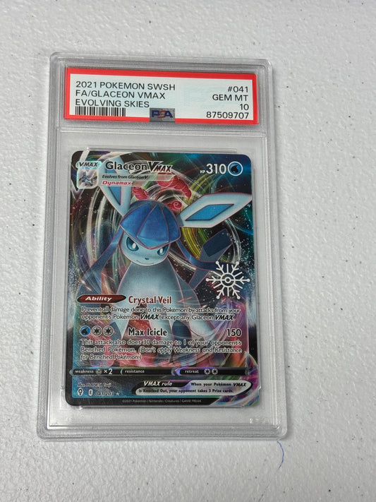 2021 EVOLVING SKIES GLACEON VMAX HOLIDAY #041  PSA 10  PK1138