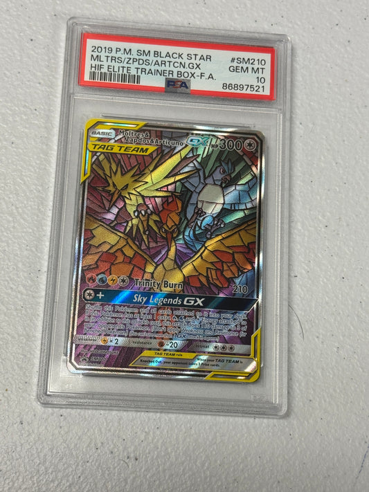 2019 MOLTRES ZAPDOS AND ARTICUNO GX #SM210  PSA 10  PK1146