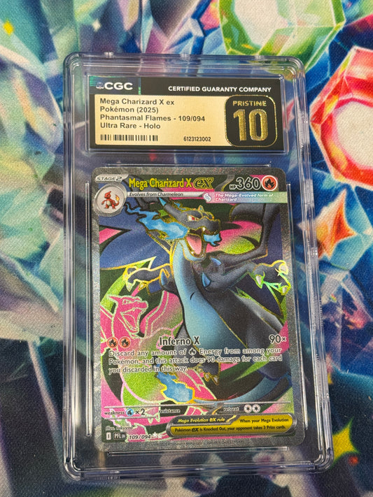 2025 PHANTASMAL FLAMES MEGA CHARIZARD X EX #109  CGC PRISTINE 10  PK1155